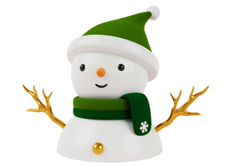 3d cute snowman with christmas hat