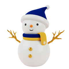 3d cute snowman with christmas hat