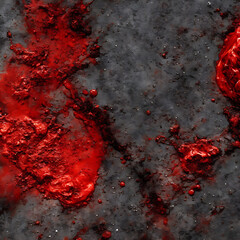 Red blood on grey asphalt model texture render