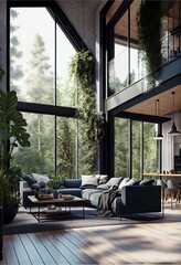 Fototapeta premium luxury living room interior design, beautiful modern decoration - generative ai