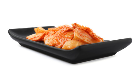 Delicious kimchi with Chinese cabbage isolated on white