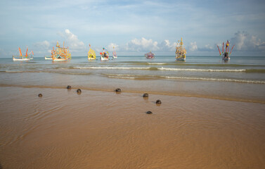 fishermen decorate their boats at the sea-picking ceremony (PETIK LAUT). This is a kind of thanksgiving to God for abundant fish