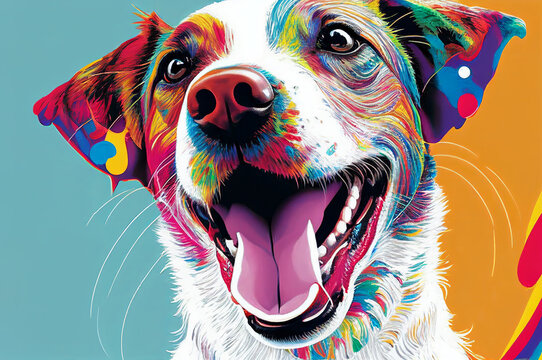 Colorful Pop-art Illustration of Jack Russell Terrier