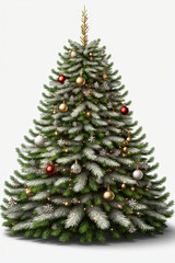Beautifully decorated Christmas tree on white background 