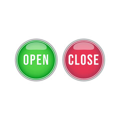 Open closed shiny button icon vector design templates