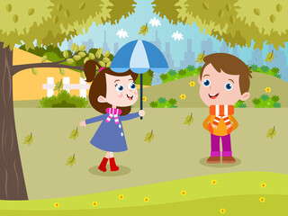 Obraz na płótnie Canvas Children playing at the park during springtime