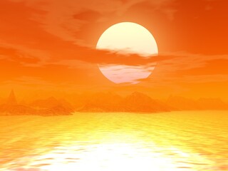 幻想的な太陽と海