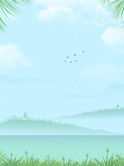 Obraz na płótnie Canvas Chinese wind landscape background poster illustration design material