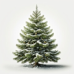 Isolated Christmas tree covered with snow on a white background 