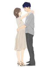 見つめ合う恋人たちイラスト