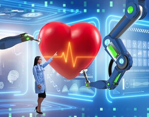 Heart surgery done by robotic arm