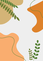 natural print with beige spots and plants