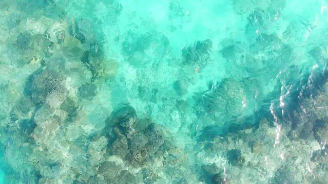 Drone view of beautiful ocean of Okinawa, Japan