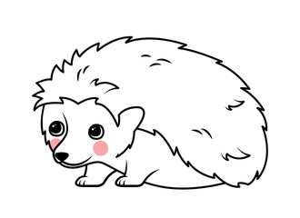 Outline hedgehog concept. Charming and adorable forest dweller. Mammal with spines, wild life and fauna. Graphic element for printing on fabric in minimalistic style. Cartoon flat vector illustration