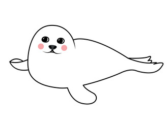 Outline seal concept. Symbol of Arctic and Antarctica, charming representative of underwater world. Snow and winter, fauna and wildlife. Poster or banner for website. Cartoon flat vector illustration