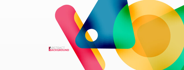 Line, triangle, square and circle primitive composition. Vector geometric minimal abstract background for wallpaper, banner, background, landing page