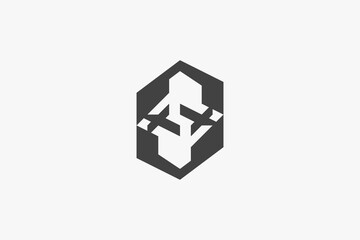 Illustration vector graphic of geometric letter S square cube