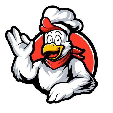 Chicken mascot logo vector. Chicken vector illustration. Organic farm vector mascot logo design