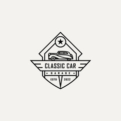 Vintage retro classic car emblem vector logo design