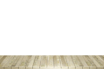 Wooden table, wood table top front view 3d render isolated