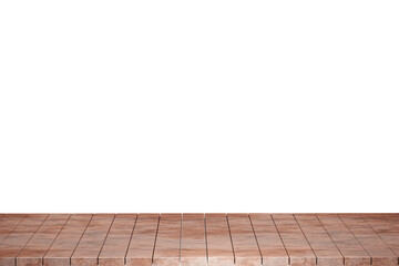 Wooden table, wood table top front view 3d render isolated