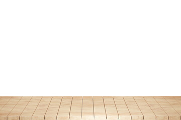Wooden table, wood table top front view 3d render isolated