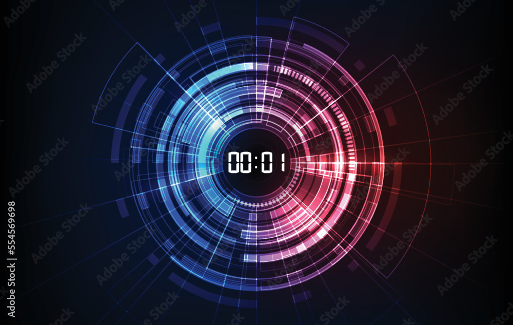 Poster abstract futuristic technology background with digital number timer concept and countdown, vector tr