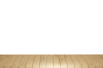 Wooden table, wood table top front view 3d render isolated