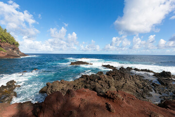 Fototapeta na wymiar Hawaii Maui Hana Kaihalulu red sand beach