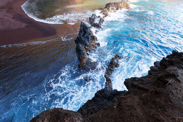 Hawaii Maui Hana Kaihalulu red sand beach