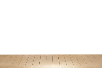 Fototapeta premium Wooden table, wood table top front view 3d render isolated