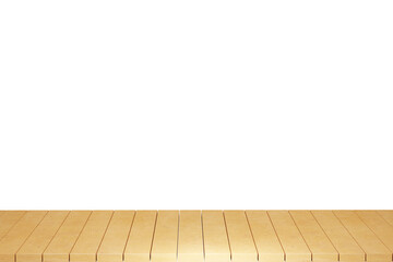 Fototapeta premium Wooden table, wood table top front view 3d render isolated
