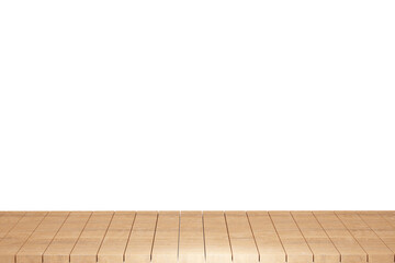 Wooden table, wood table top front view 3d render isolated