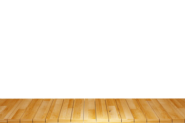 Wooden table, wood table top front view 3d render isolated