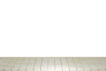 Fototapeta premium Wooden table, wood table top front view 3d render isolated