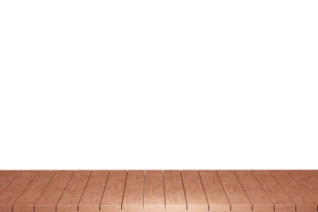 Fototapeta premium Wooden table, wood table top front view 3d render isolated