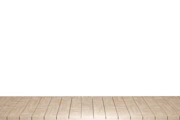 Wooden table, wood table top front view 3d render isolated