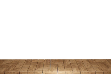 Fototapeta premium Wooden table, wood table top front view 3d render isolated
