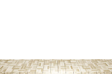 Wooden table, wood table top front view 3d render isolated