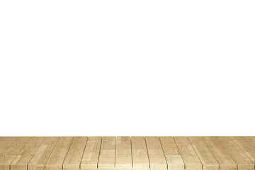 Wooden table, wood table top front view 3d render isolated