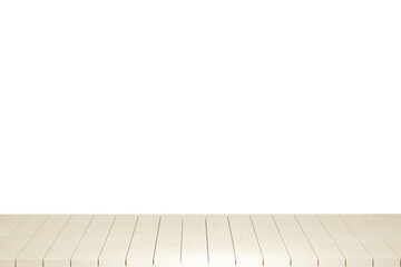 Fototapeta premium Wooden table, wood table top front view 3d render isolated