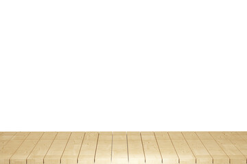 Wooden table, wood table top front view 3d render isolated