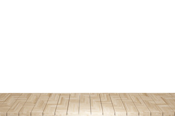 Wooden table, wood table top front view 3d render isolated