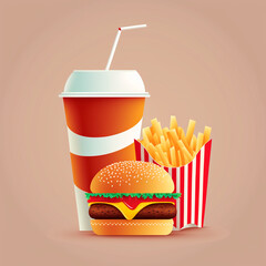 Fast food vector illustration. Generative ai.