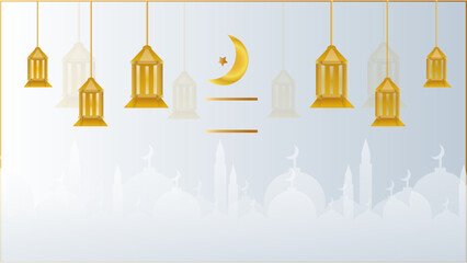 Ramadan background design with islamic decoration for greeting card. Vector illustration
