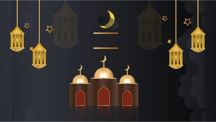 Ramadan background design with islamic decoration for greeting card. Vector illustration