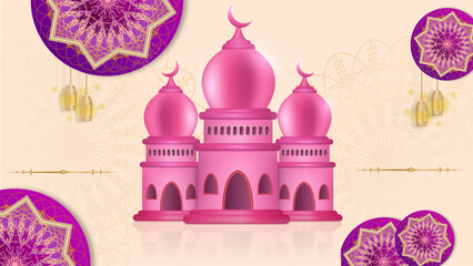 Ramadan background design with islamic decoration for greeting card. Vector illustration