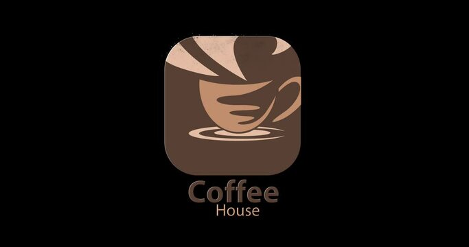 Cute Coffee Icon Logo Animation with Liquid Particles on Transparent Background. A good fit for the functioning of your coffee shop