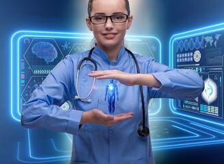 Woman doctor in futuristic medical concept