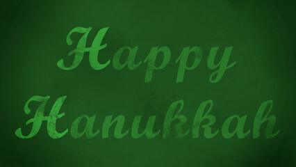 Obraz premium Green Grunge Greeting Wallpaper with Hanukkah Greeting